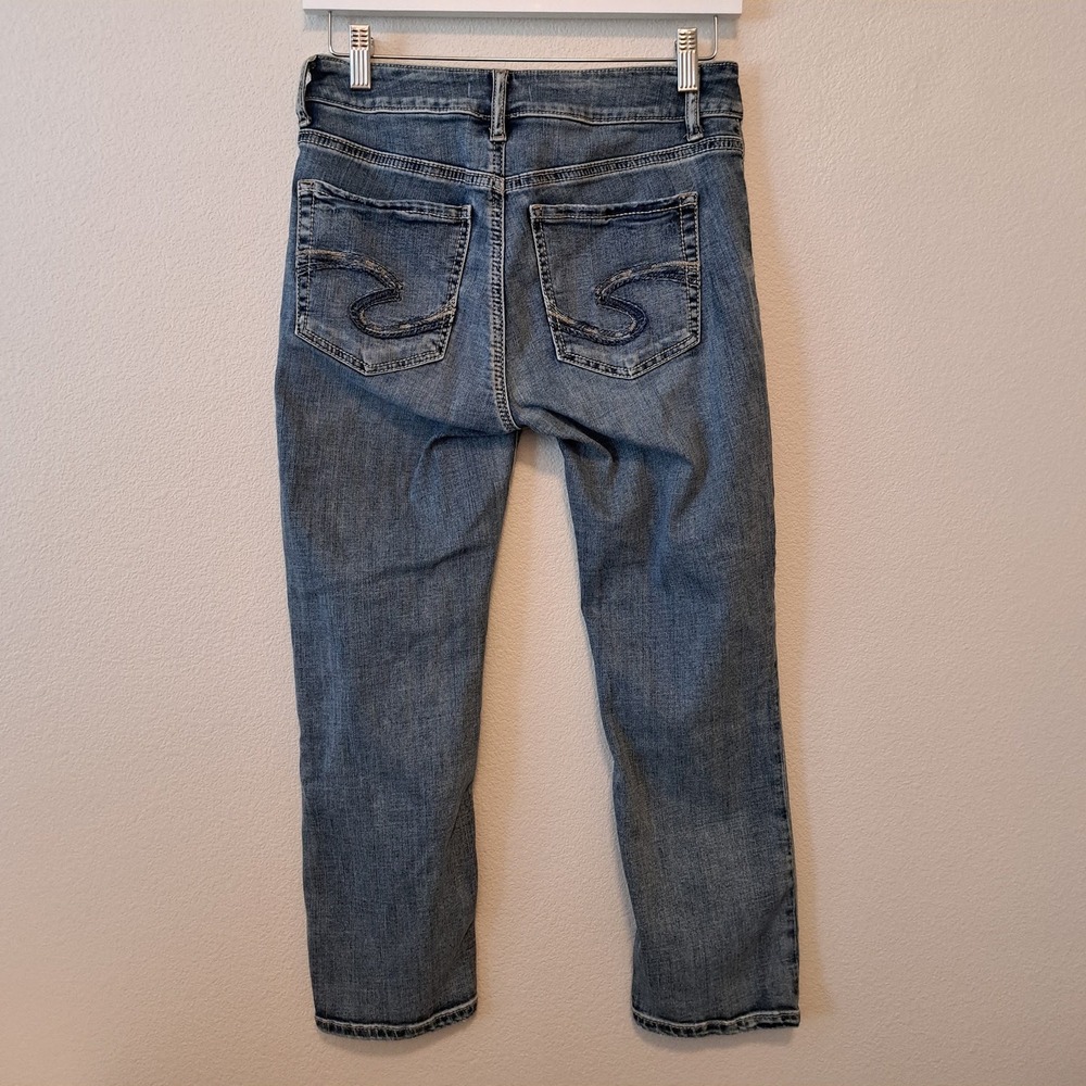 Silver Jeans Co Suki Capri Mid Wash Distressed Denim Jeans W28 L23.5